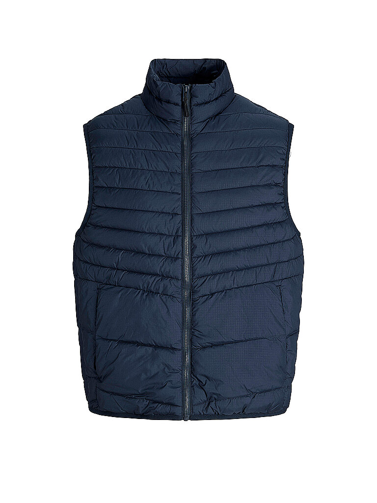 Steppweste JACK & JONES "JJESTATE Praktische Weste mit Beutel, ideal für unterwegs", Herren, Gr. M, blau (sky captain), Web, Obermaterial: 100% Polyester, unifarben, normal hüftlang, Westen Steppweste, unifarben, modisch, regular fit, Polyester